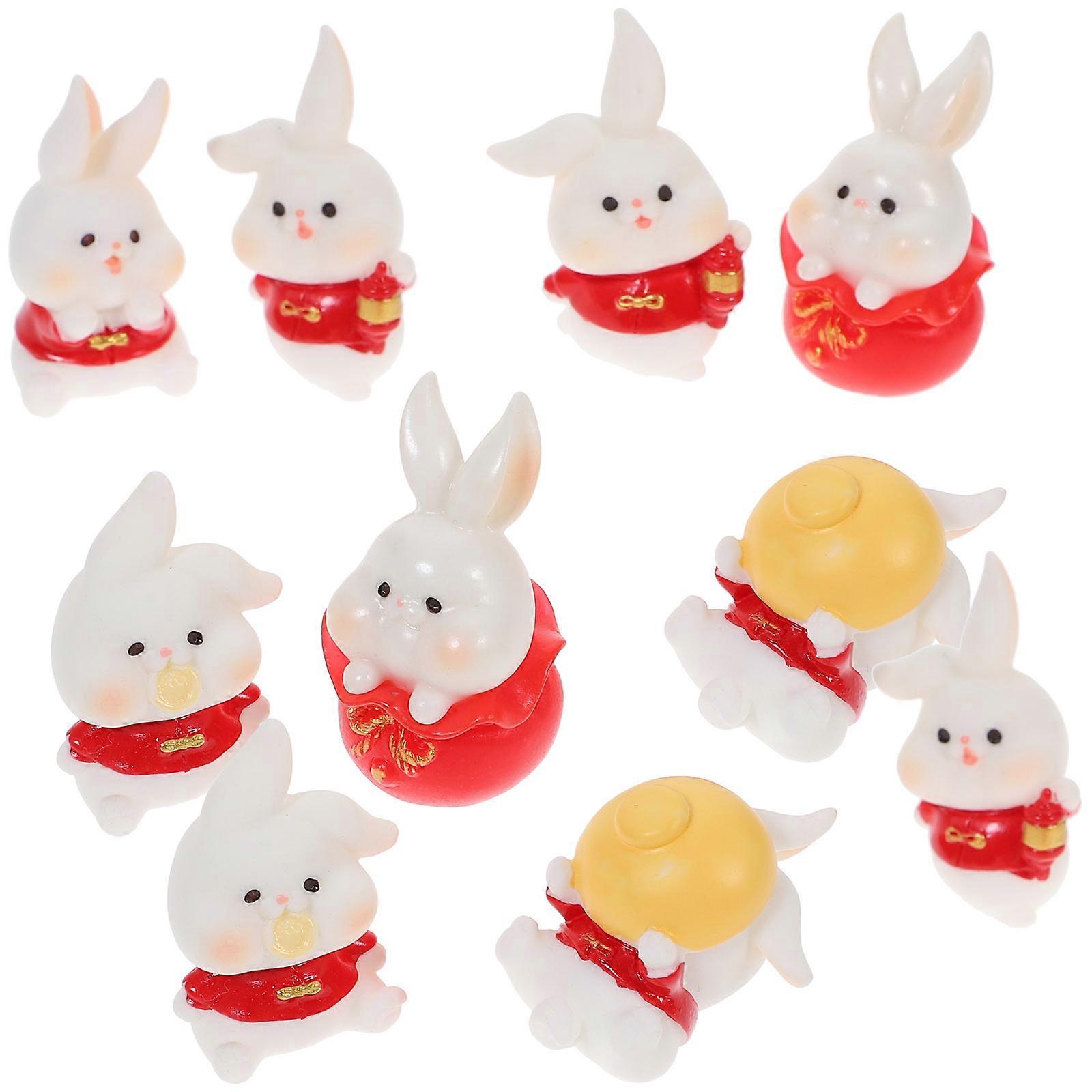 Cartoon Rabbit Figurines Mini Rabbit Figurine for Decor 20Pcs Assorted Color Resin