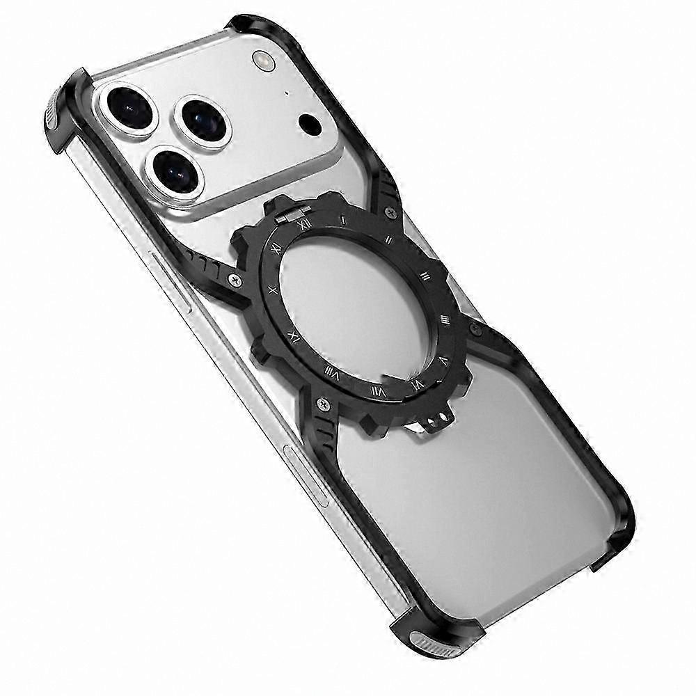 Magnetic Luminous Kickstand Aluminum Alloy X-Shape Bumper Case for 17 Pro Max