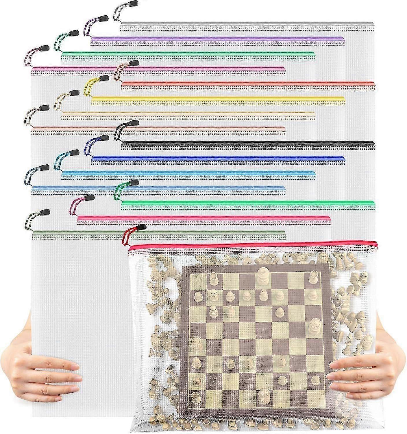 2025 Latest Model  16 Pack Large Zipper Bags 16.9x12.4 in, Mesh Zipper Document Pouch for