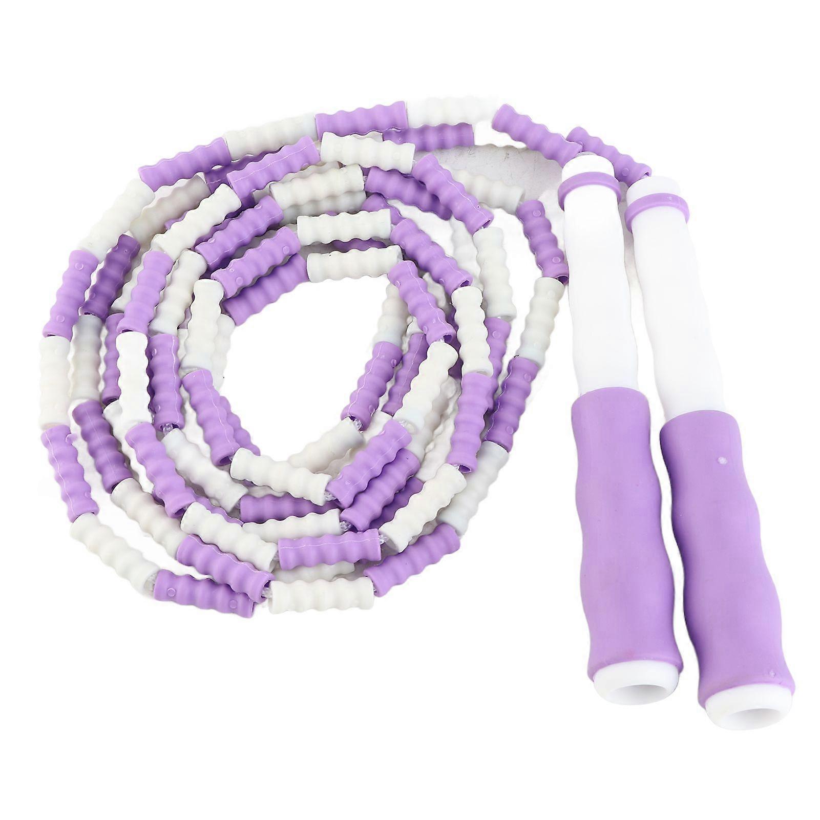 Segmented Jumping Rope Adjustable Untangled Beaded Flexible PP Plastic Jumping Rope for Kids Purple