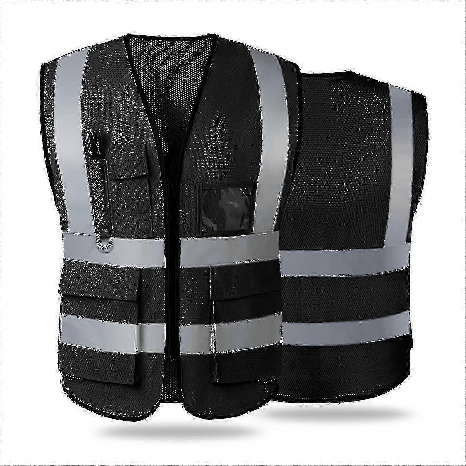 Reflective Safety Vest For Women Men High Visibility Security With Pockets Zipper Front Meets ANSI/ISEA Standards-Good