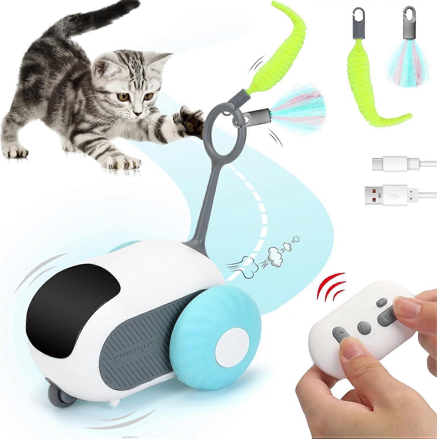 Remote-Controlled & Automatic Cat Toy  Smart Cat Toys for Indoor Cats and Kittens | USB Rechargeable, Two-Speed Interactive Cat Toys for Indoor Bored 