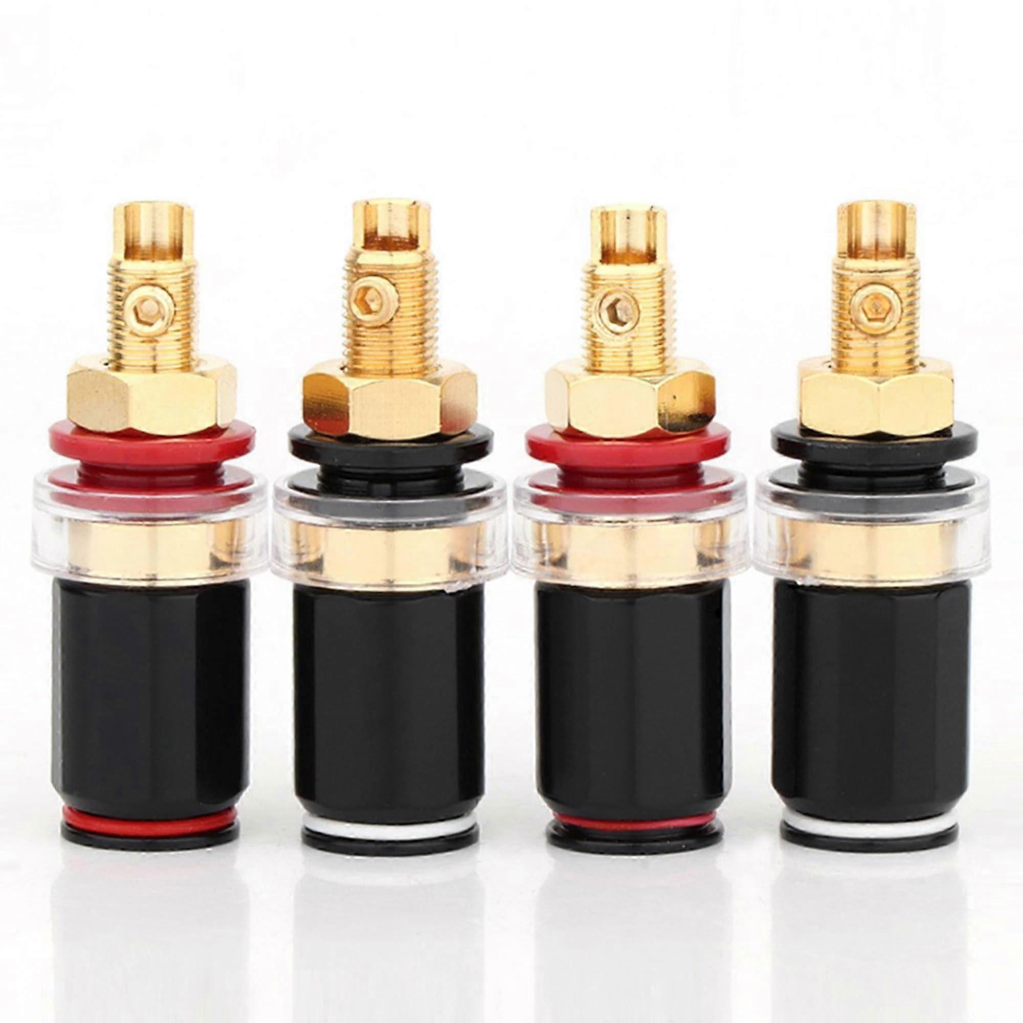 4 Pack HiFi 24K Gold Plated Copper Speaker Binding Post Banana Jack Socket for Amplifier Binding Post Terminals Short