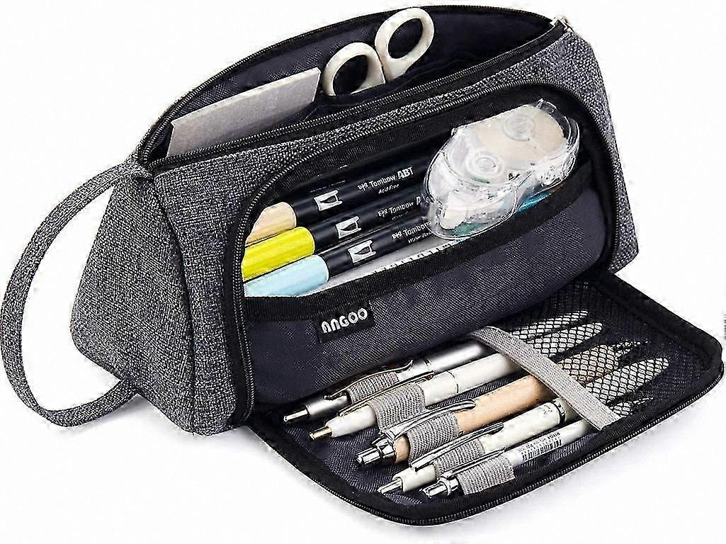 Spacious Pencil Case with High Storage Capacity for School, Office, and University Use (Dark Gray)