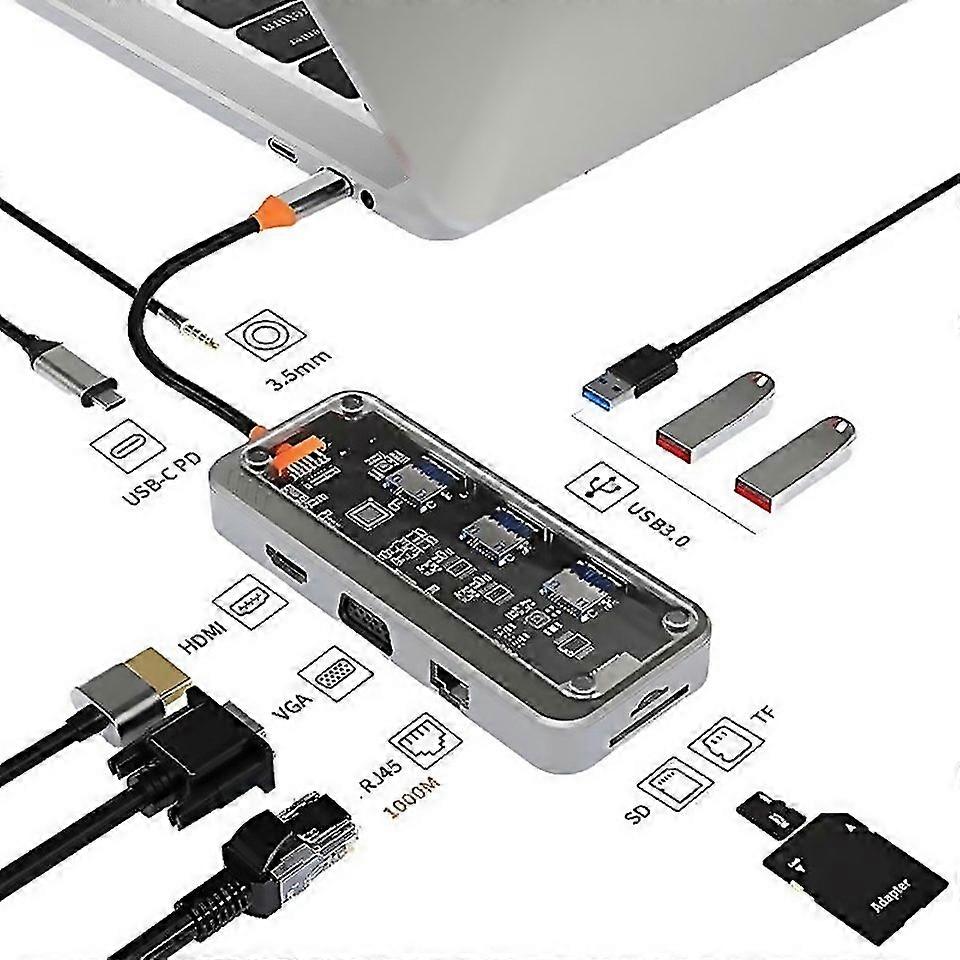 For Typec Docking Station Usb Hub Multi Port Hub Computer Converter