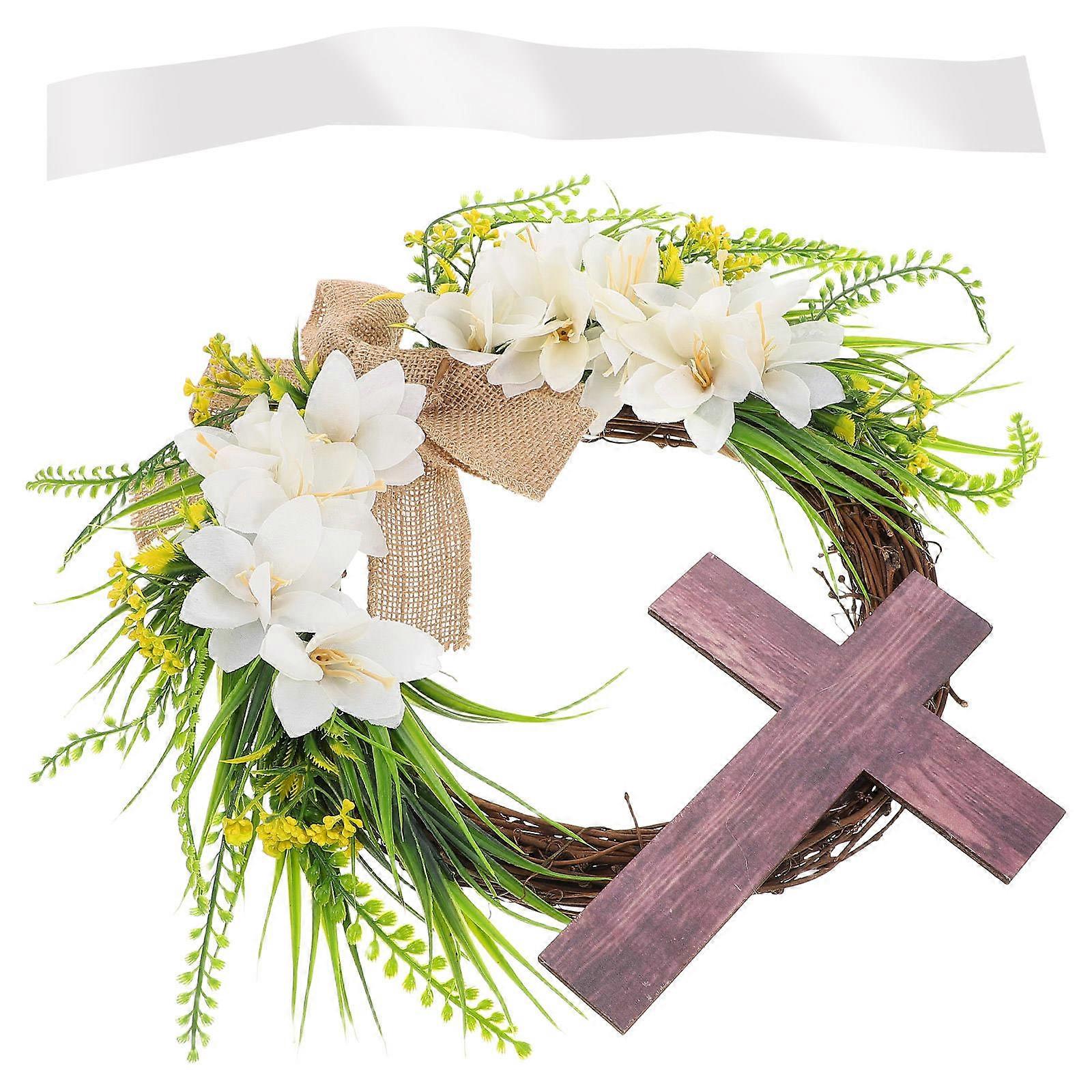 Spring Flower Door Wreath Easter Rustic Grapevine Artificial 4Pcs