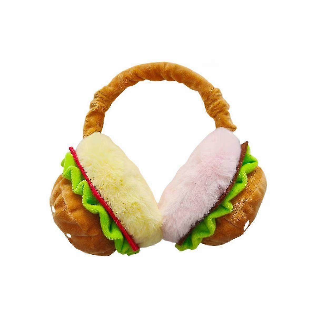 המבורגר מצחיק אוזניים חם יותר כיף כיף ברדס אוזניים קטיפה לגברים ונשים