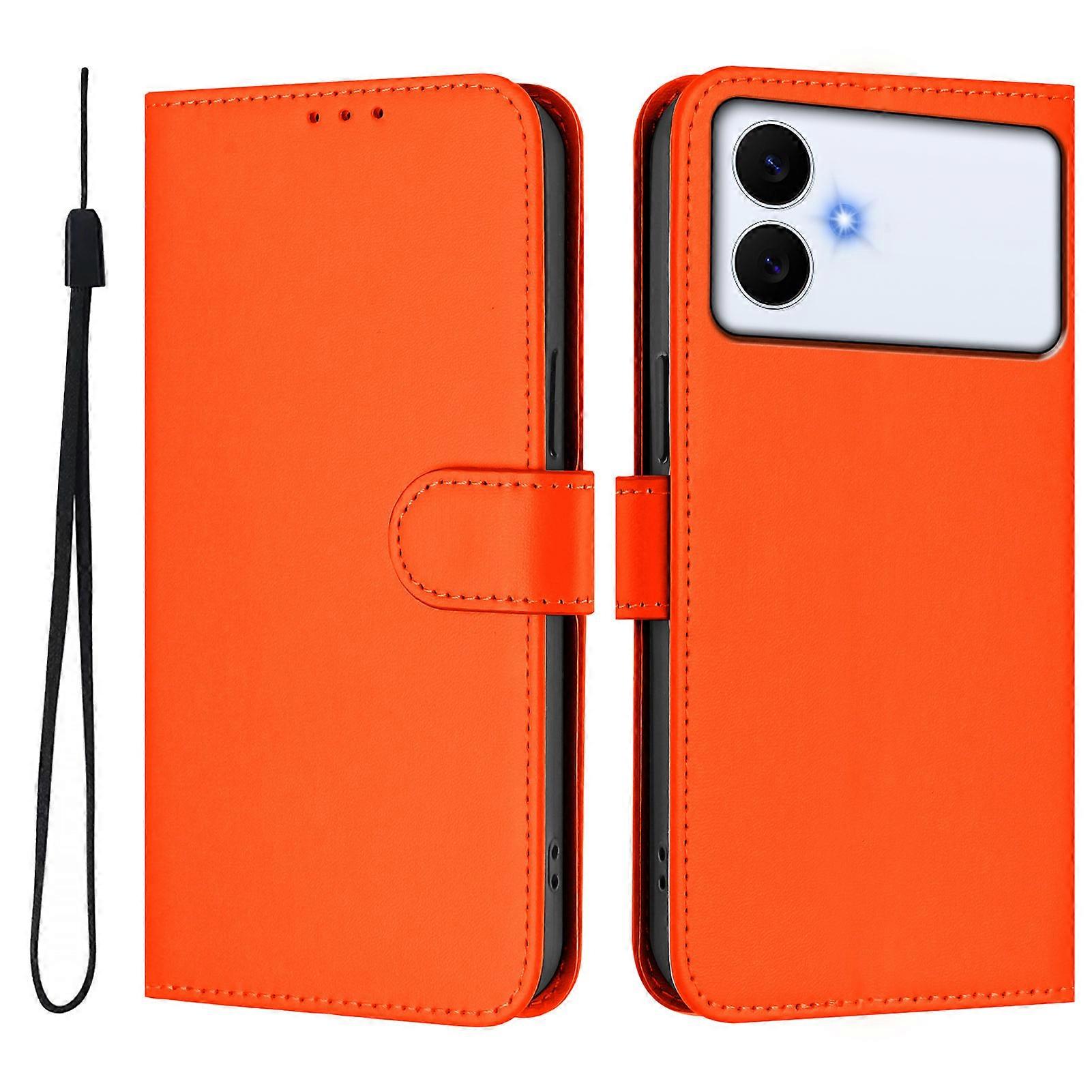 Compatible For Samsung Galaxy S26 Edge Case Solid Color Wallet Leather Phone Cover with Strap
