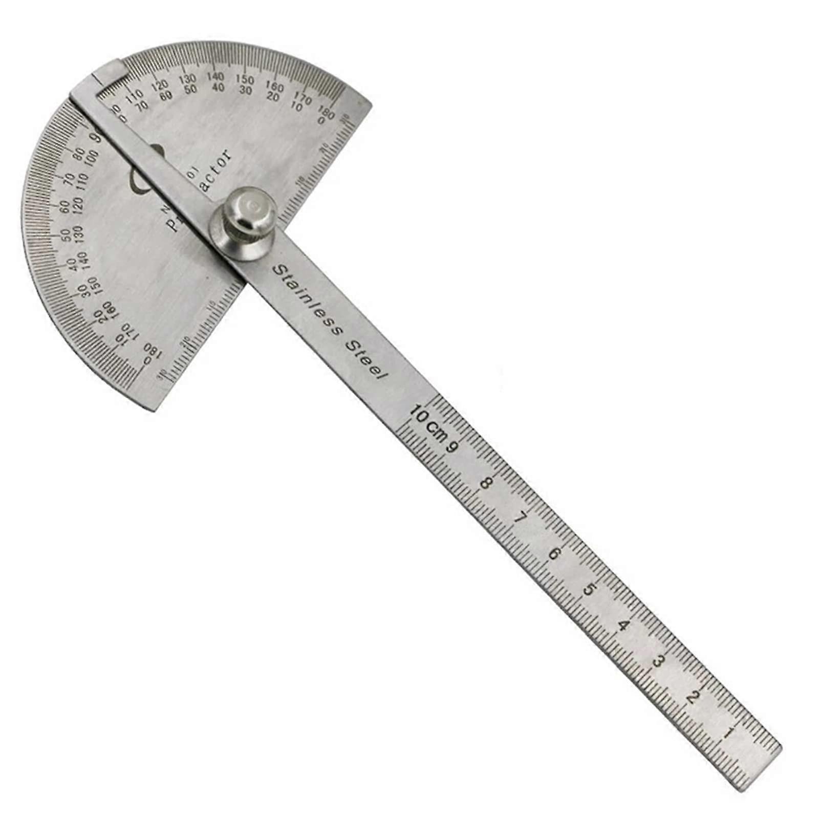 Detachable Rotary Protractor 0180 Degree Stainless Steel Machinist Tool 10cm Ruler For Engineering Drawing
