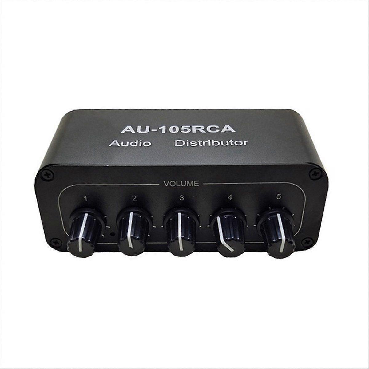 5CH Audio Distributor Stereo Audio Mixer 1 Input 5 Output Audio Splitter for Power Amplifier Active