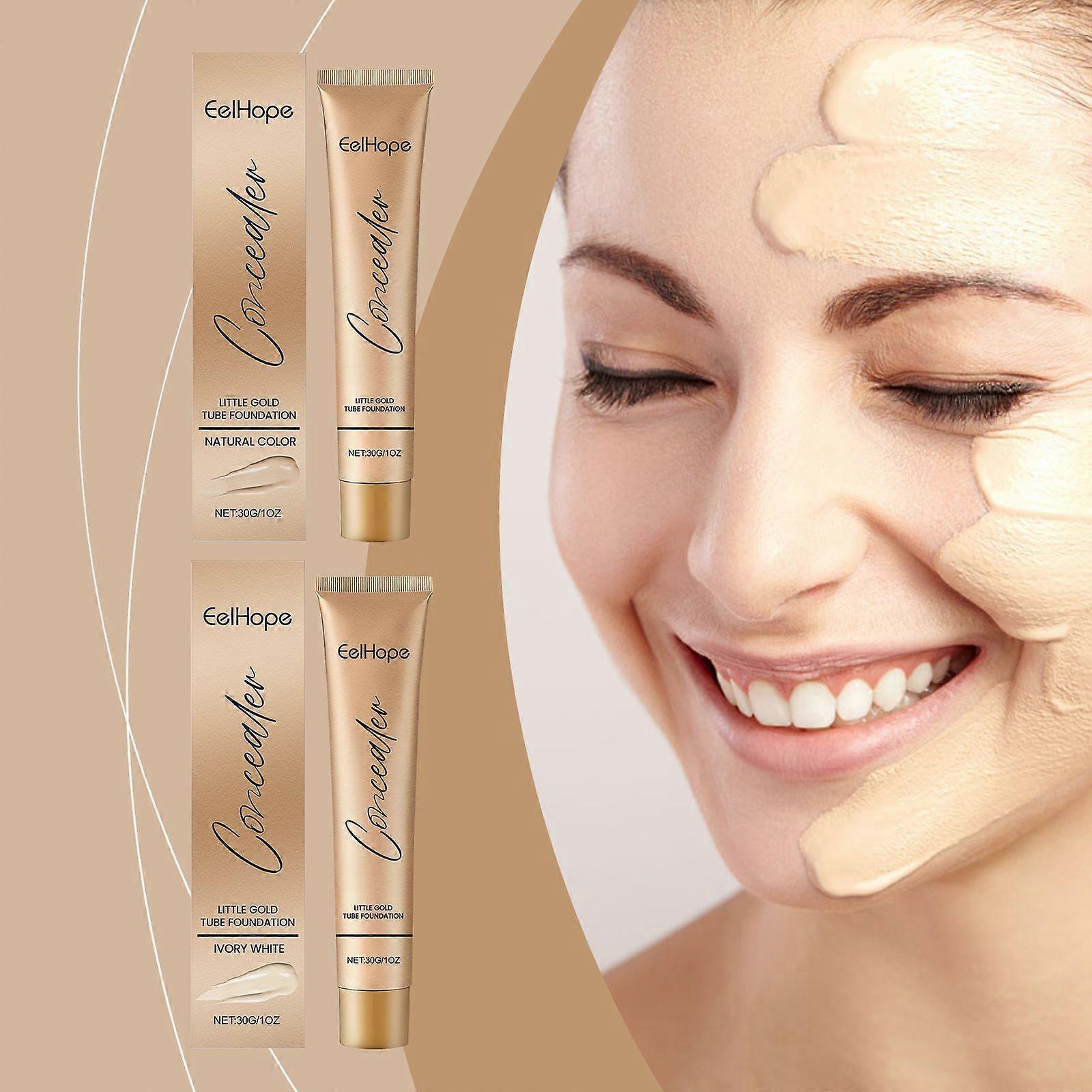 Eelhope Little Gold Tube Foundation Concealer Is A Natural And Light Skin Concealer That Is Not Easy To Smudge And Moisturizing Foundation