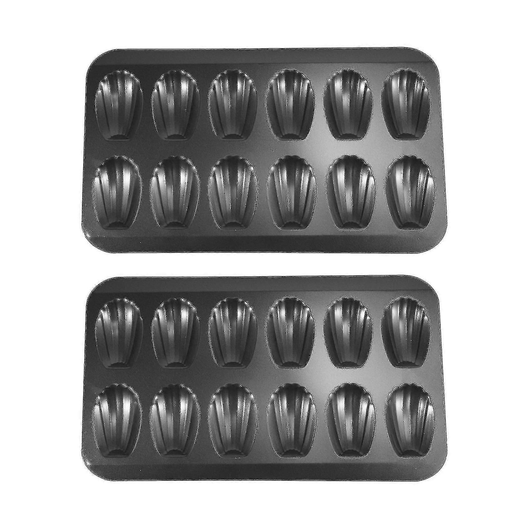 2 Pack Nonstick Madeleine Pans, Baking Tins Of 12 , Cake Pan With Crust Chocolate Nonstick Bread