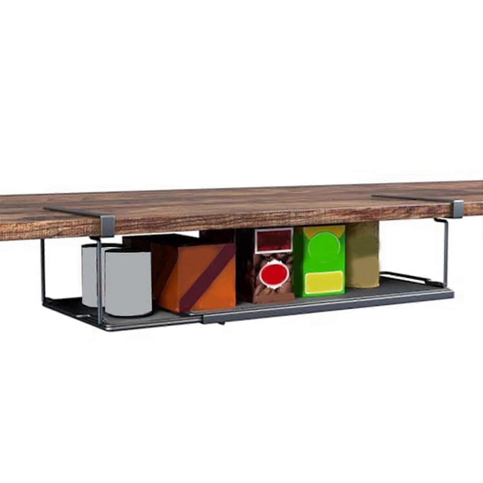 Adjustable Cabinet Shelf, Under Desk Storage Long Clips for Office-A