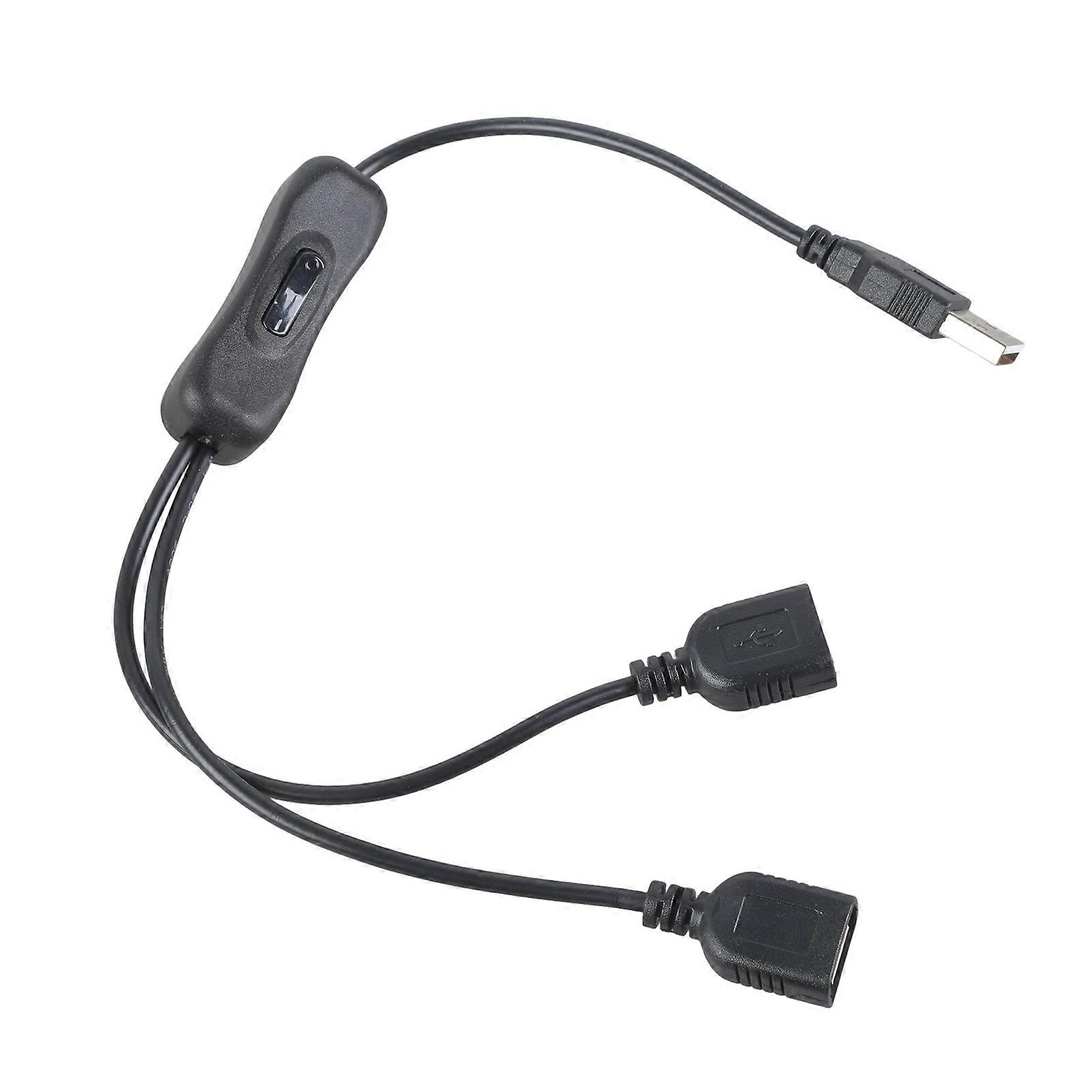 USB Power Splitter Cable With On Off Switcher Double Female Port 5V2A Fast Charging Multiple Device Connection Multicolor