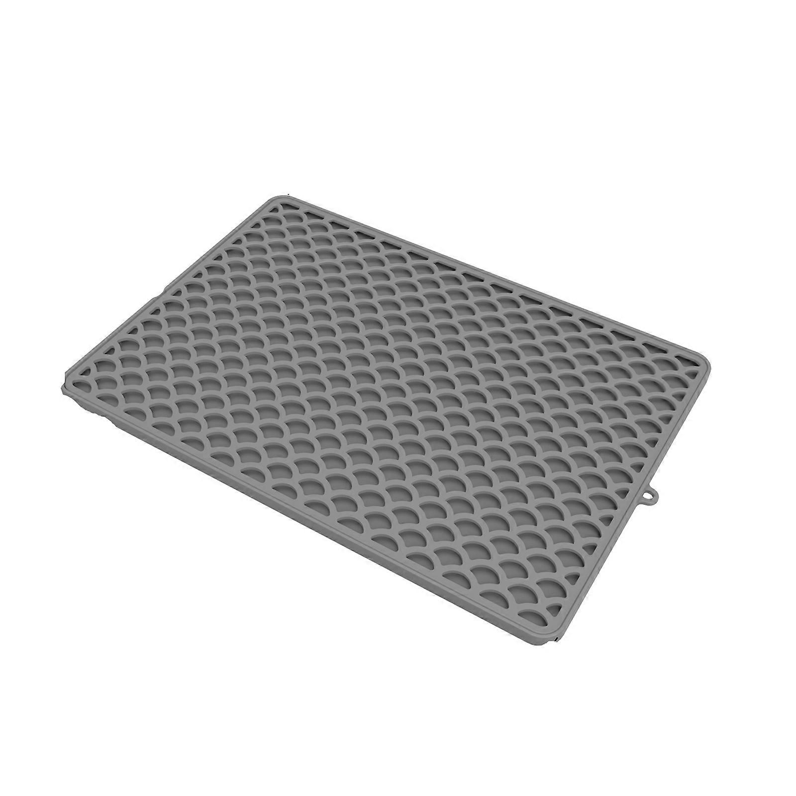 Portable Cats Litter Containment Mat Silicone Top Waterproof Base Foldable Structure For  And Space Saving  Gray