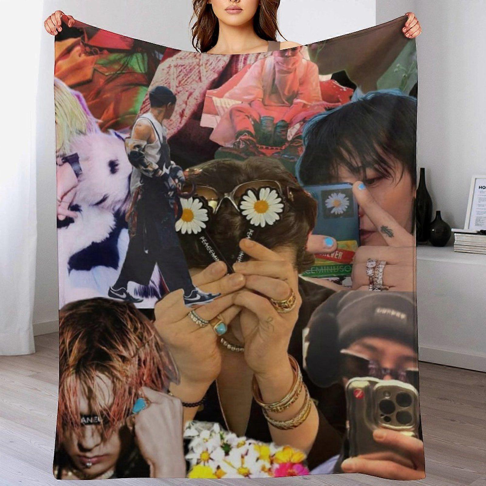 G-dragon Compact Fuzzy Blanket for Office Sleep Sofa Chilly Weather No Shedding Anti-Wrinkle Comfort