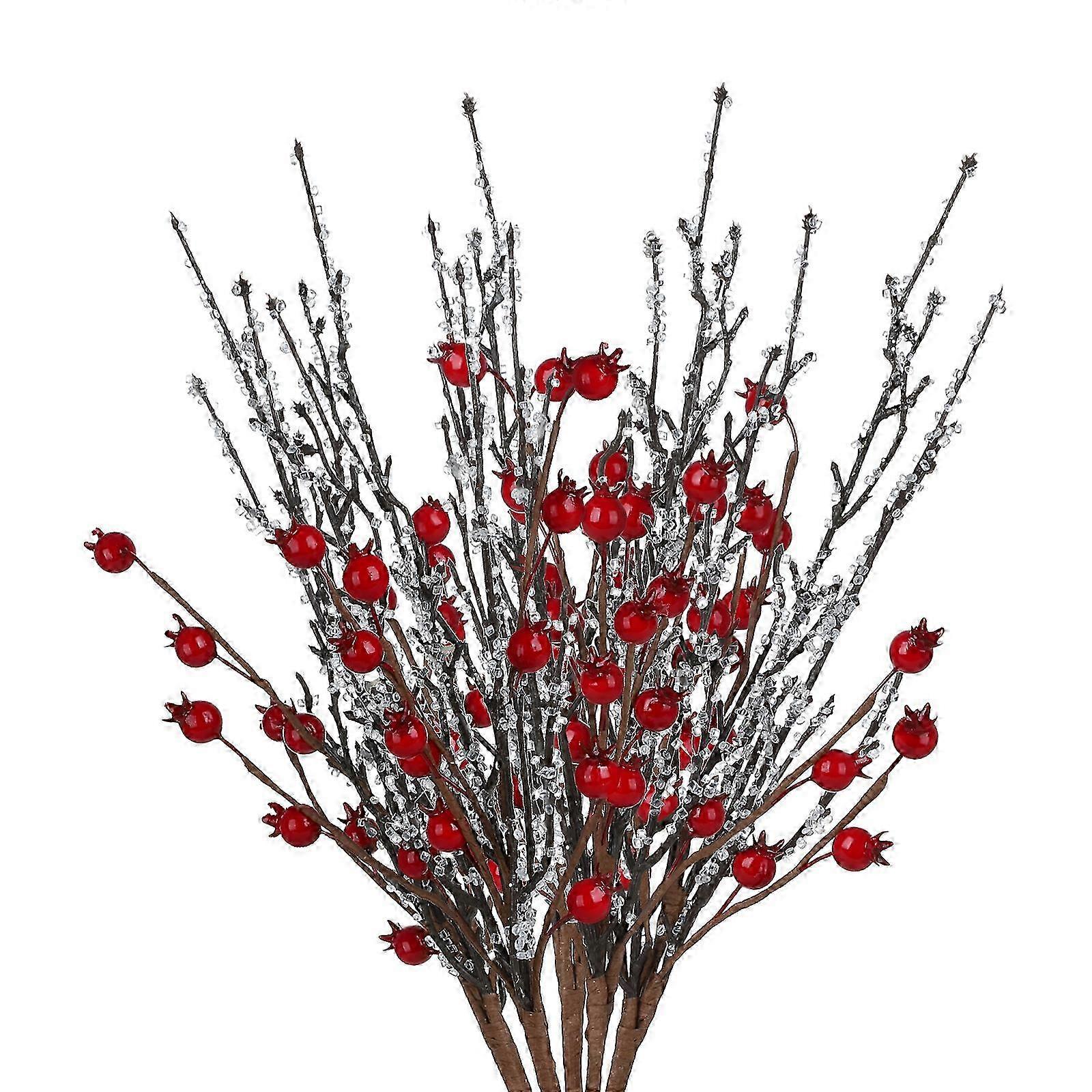 Artisanal Christmastide Tree Decorations Lifelike Artificial Red Berry Stems Flexible Wire For Adorning Festive Spaces Suitable DIY Craft