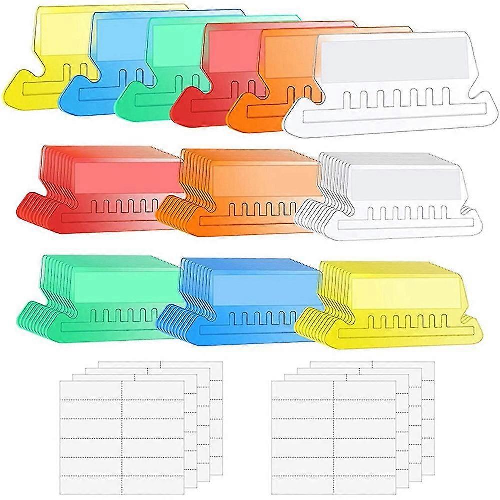 120 Sets Multicolor Hanging File Folder Tabs With Blank Inserts 2 Inches Plastic Hanging File Tabs (tangling)