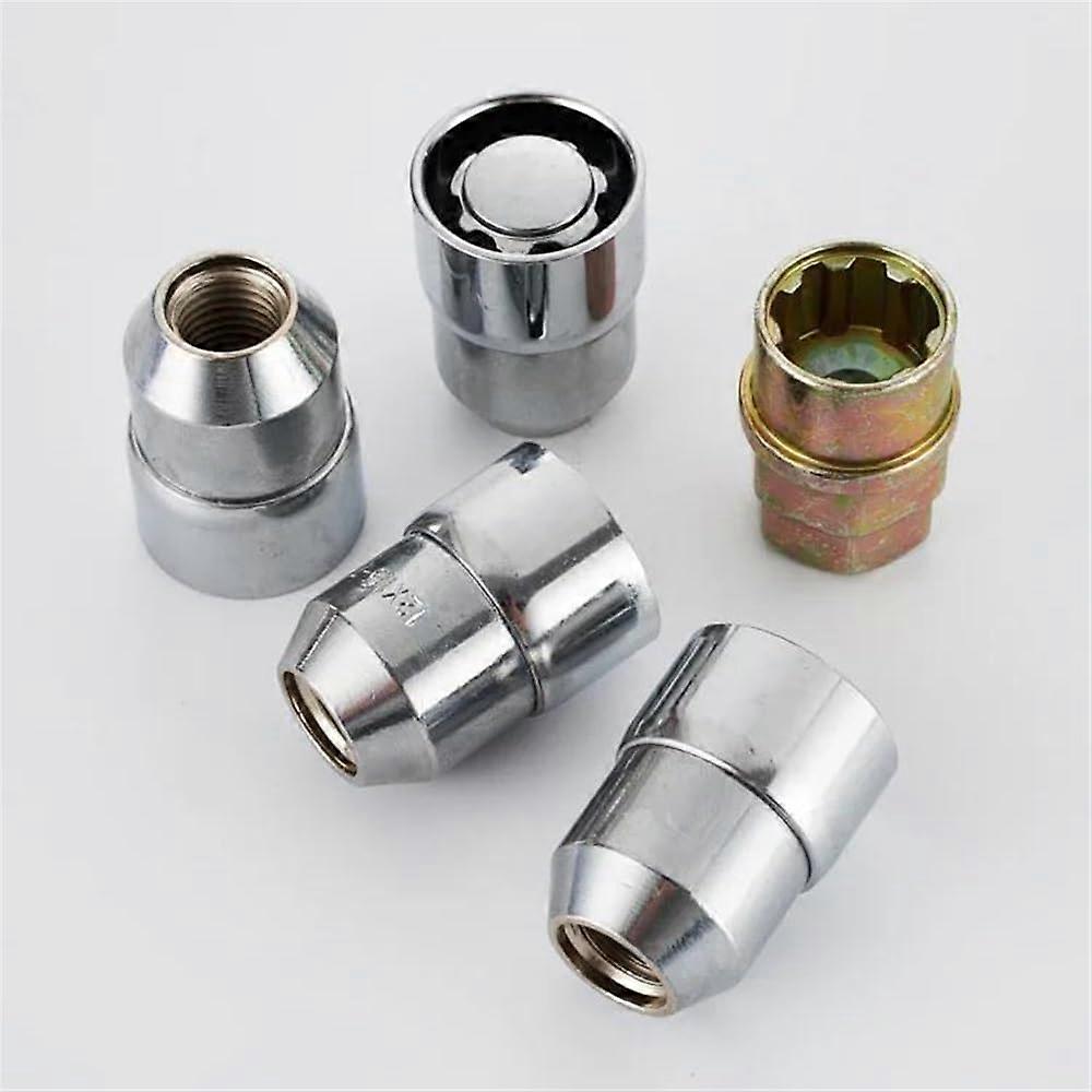 Wheel Nuts for Vehicles Locking Nuts Chrome Socket M12x1.5 & M12x1.25 4Piece Set With Lock Key