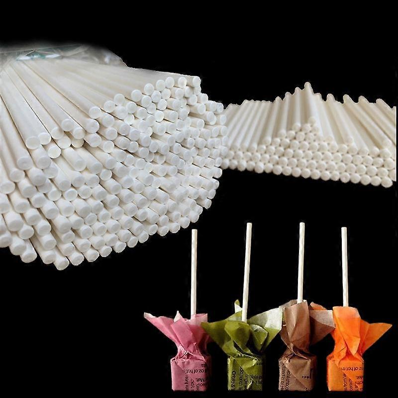 100Pcs Lollipop Cake Paper Stick Pops White Solid Paper Stick Baking Diy Mold