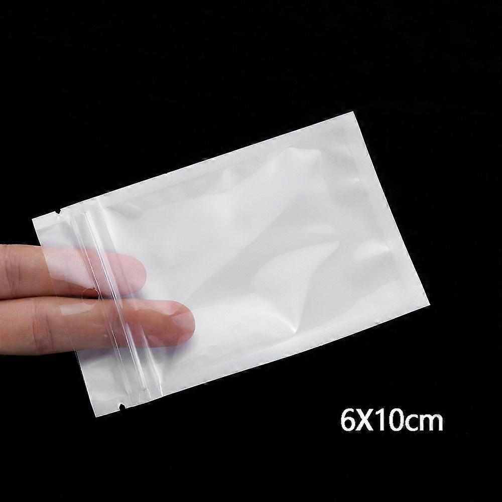 100pcs White/Clear Pack Poly Storage Hang Hole Zipper Packaging Bag