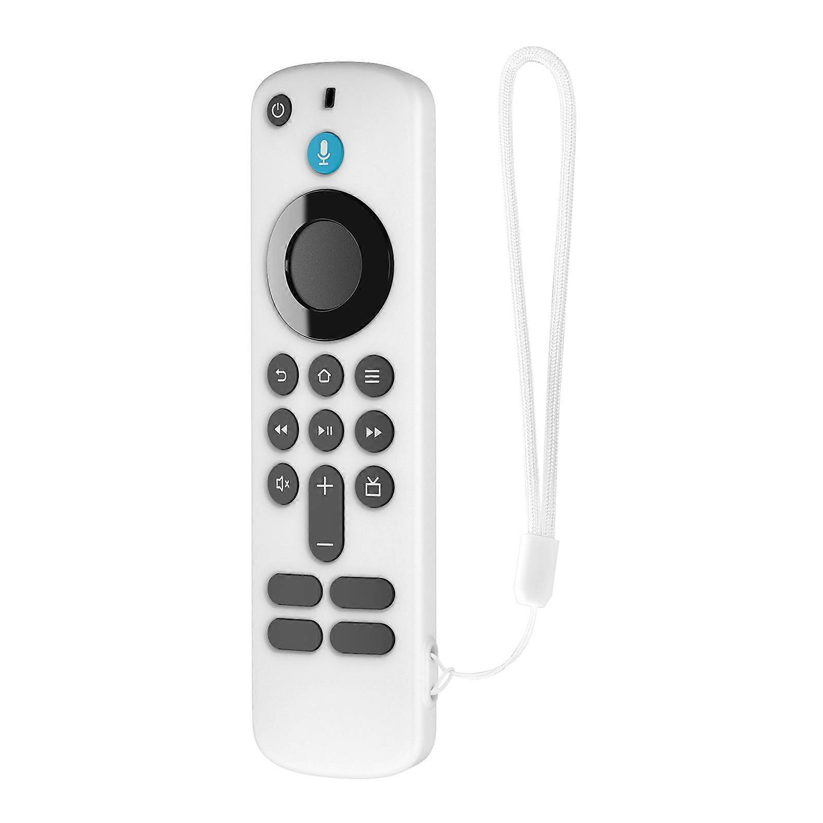 Shockproof Remote Cover for TV Stick Silicone Case Secure Grip Design Available In Multiple Color Includes Lanyard  White