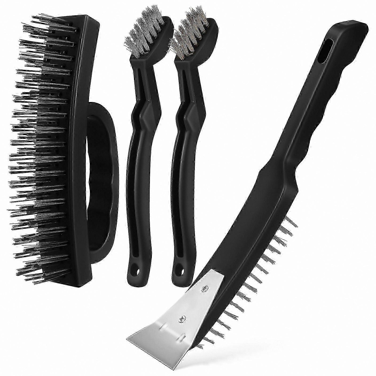4-Pack Heavy Duty Cleaning Brushes, Durable Wire Scrub Brushes for Tough Stains and Surfaces
