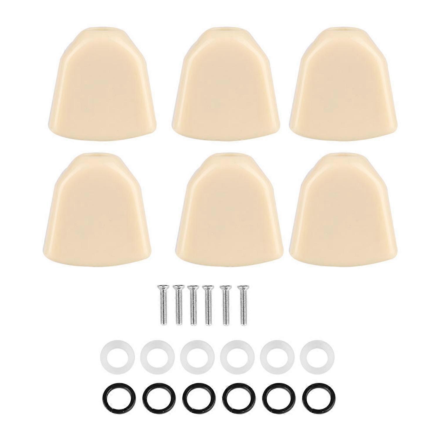 6 PCS/ Set Tuning Pegs Machine Heads Acrylic Buttons for Guitar(Beige)