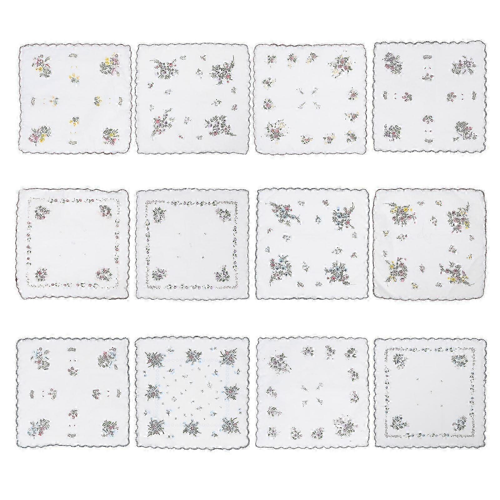 12 قطعة مطبوعات الأزهار منديل نسائي منديل نازيل قطني رقيق (نمط عشوائي) f74