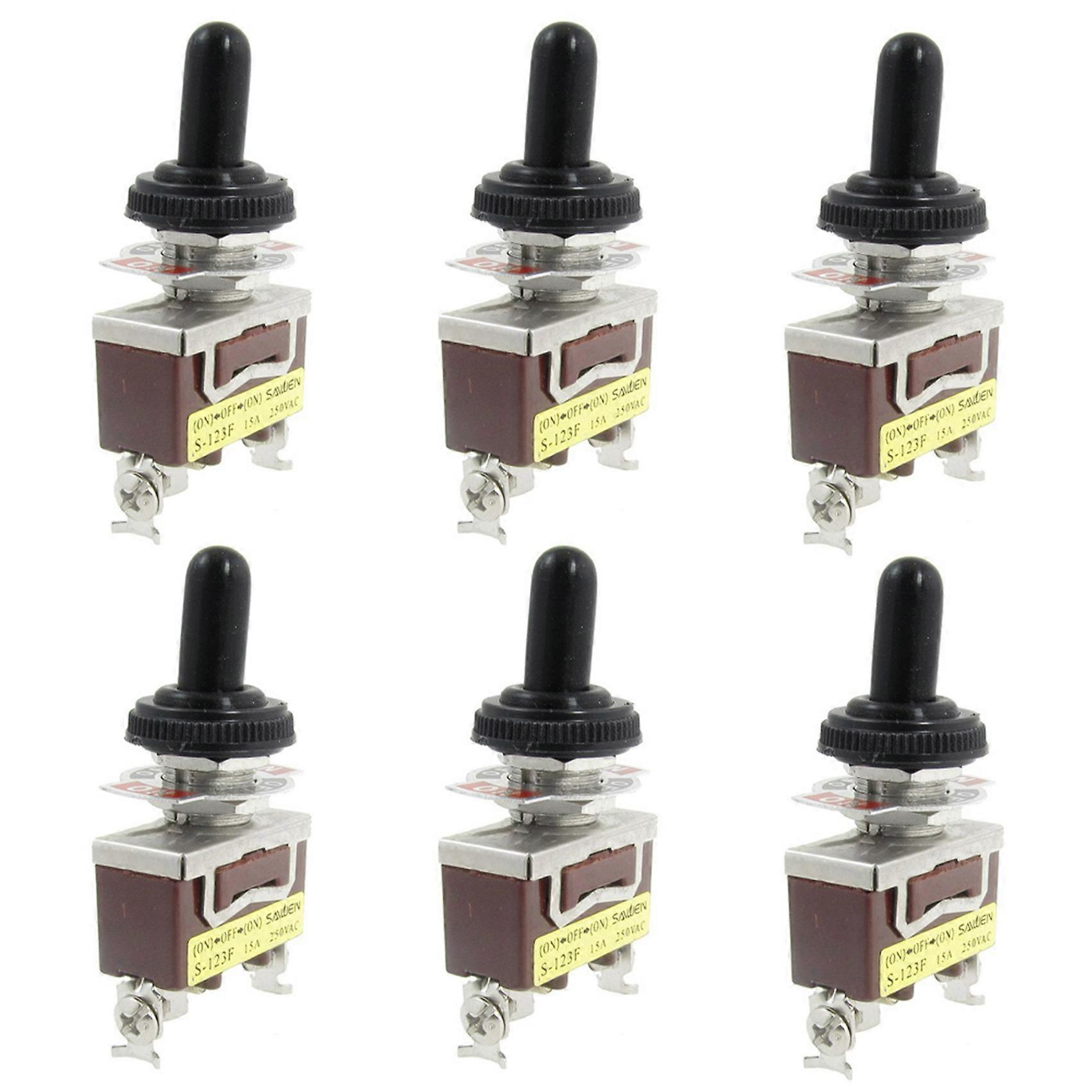 6X AC 250V 15A Momentary SPDT Toggle Switch with Waterproof Boot