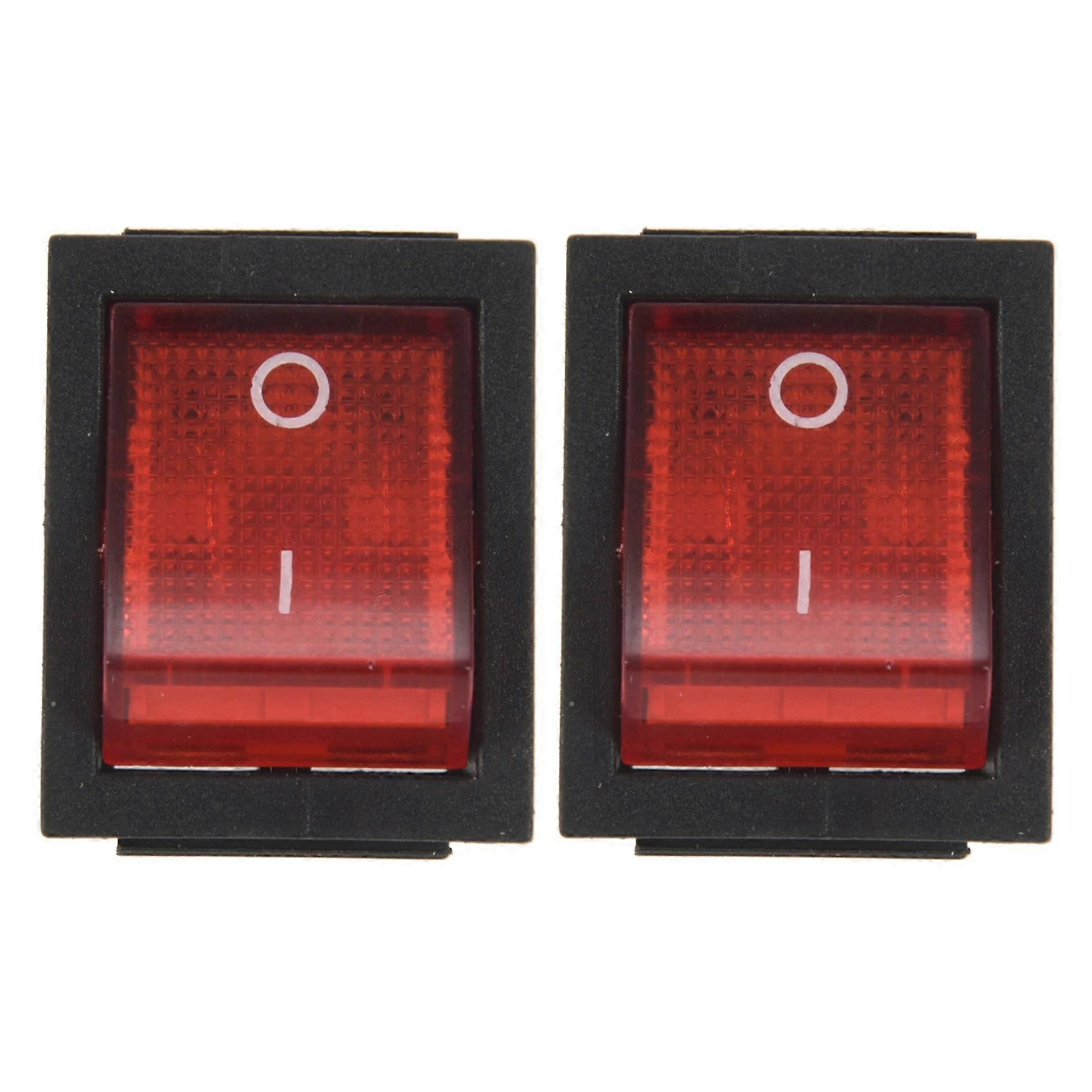 2X Red Light 4 Pin DPST ON/OFF Snap in Rocker Switch 15A/250V 20A/125V AC 28x22mm