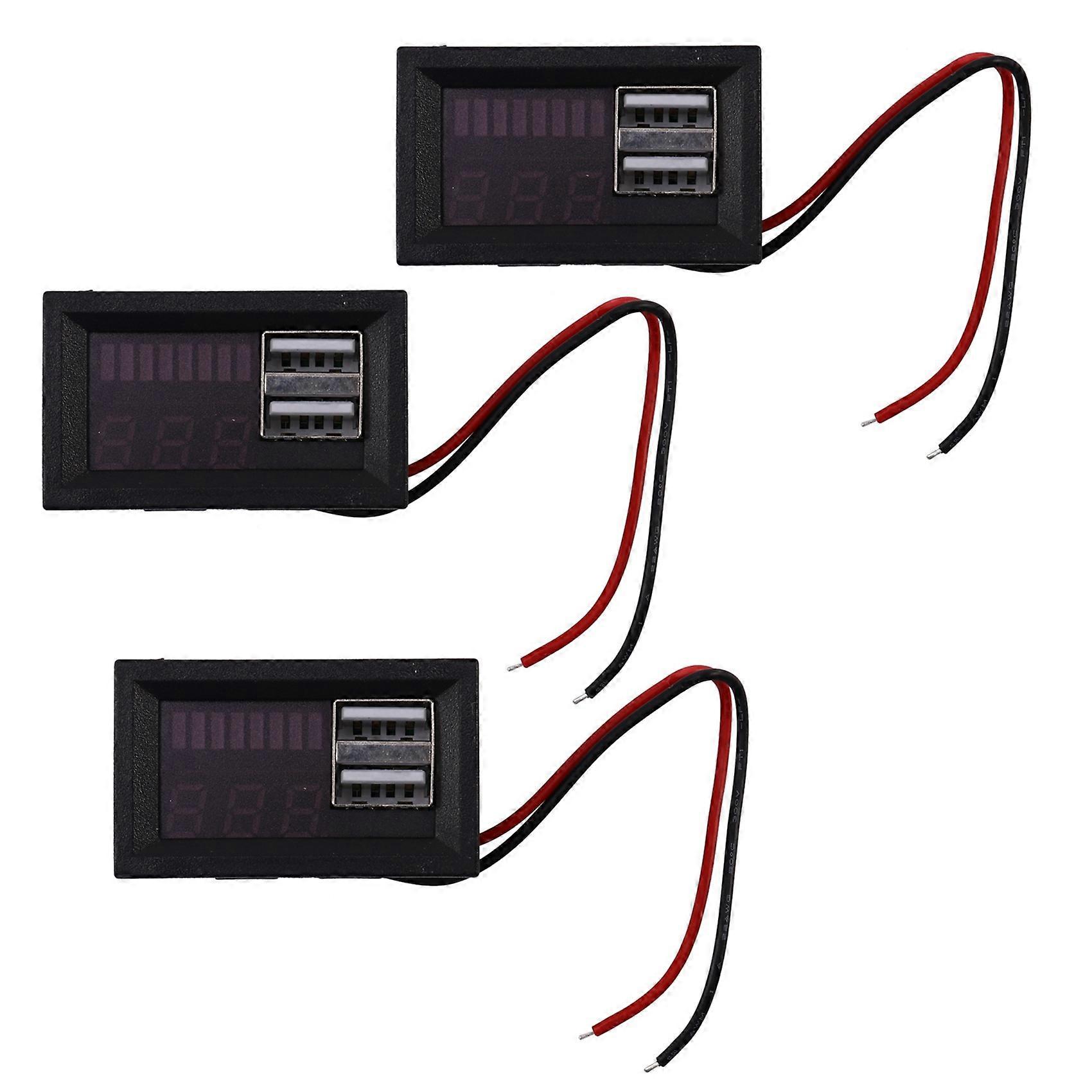 3X Red Led Digital Display Voltmeter Mini Voltage Meter Volt Tester Panel for Dc 12V Cars Motorcycle