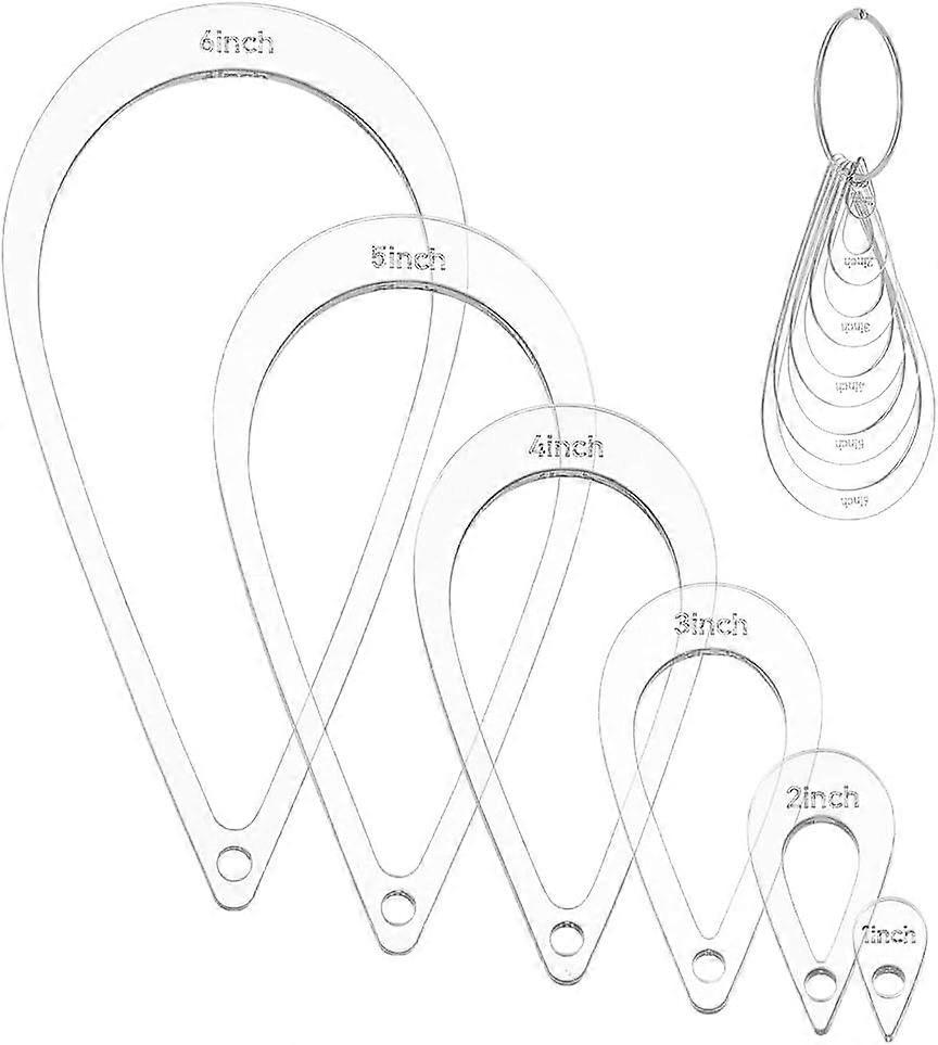 6 Pcs Teardrop Quilting Acrylic Template 6 Sizes Quilting Templates with Binder Hinged Rings Sewing Quilting Stencils for Patchwork Quilting DIY Craft
