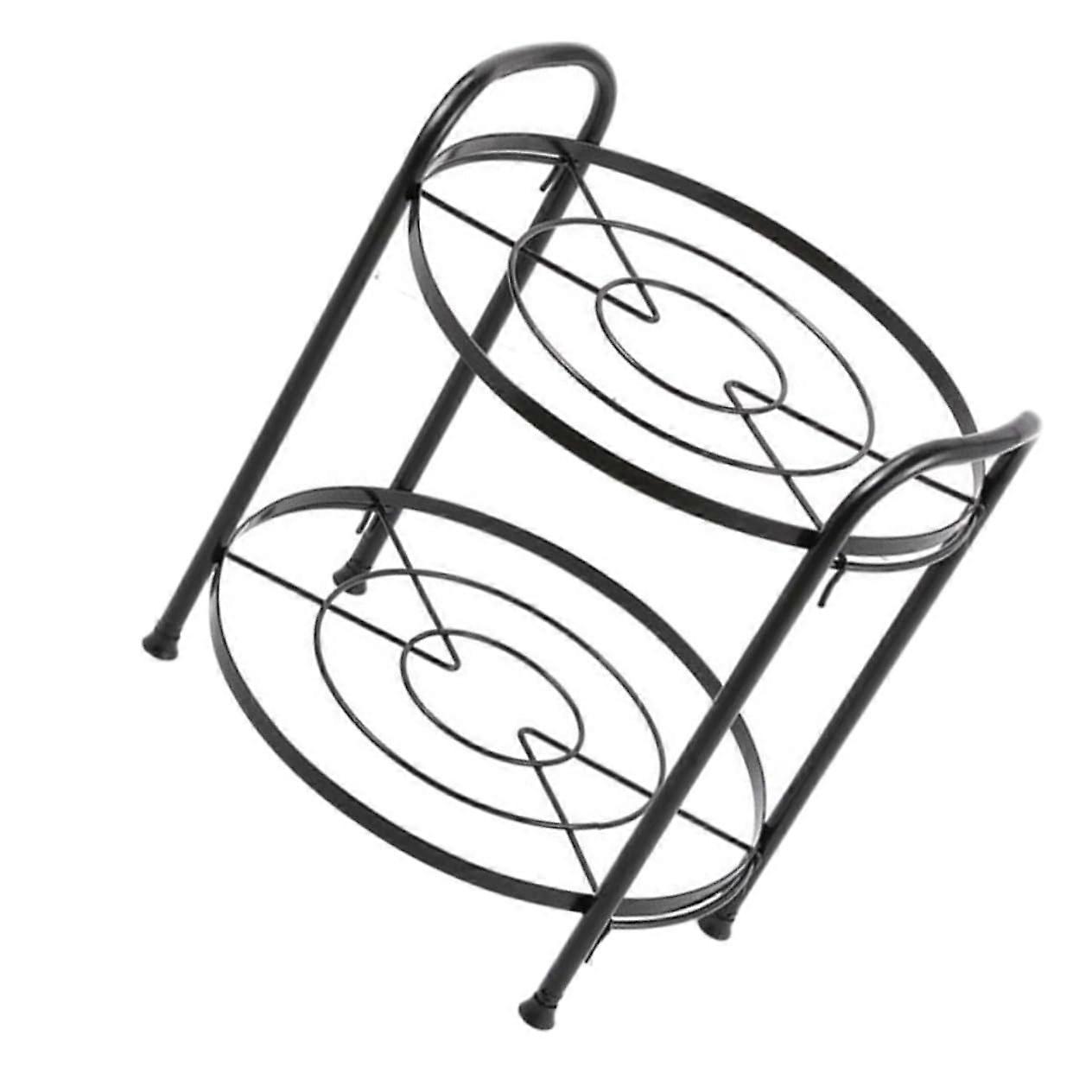 Two Tier Pot and Pan Organizer SpaceSaving Countertop Cookware Storage Rack Iron Kitchen Holder