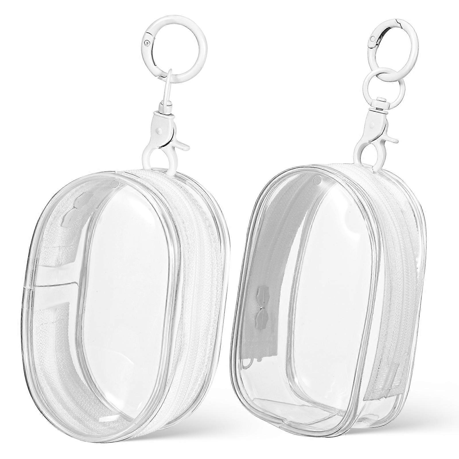 PVC Clear Mini Keychain Bag for Storage 2Pcs Zippered Display Case
