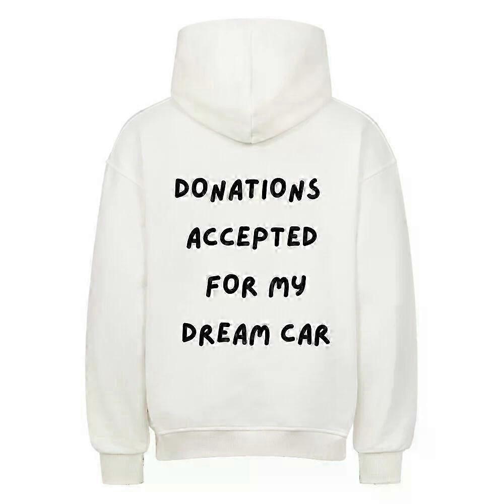 Donations White Hoodie Pullover