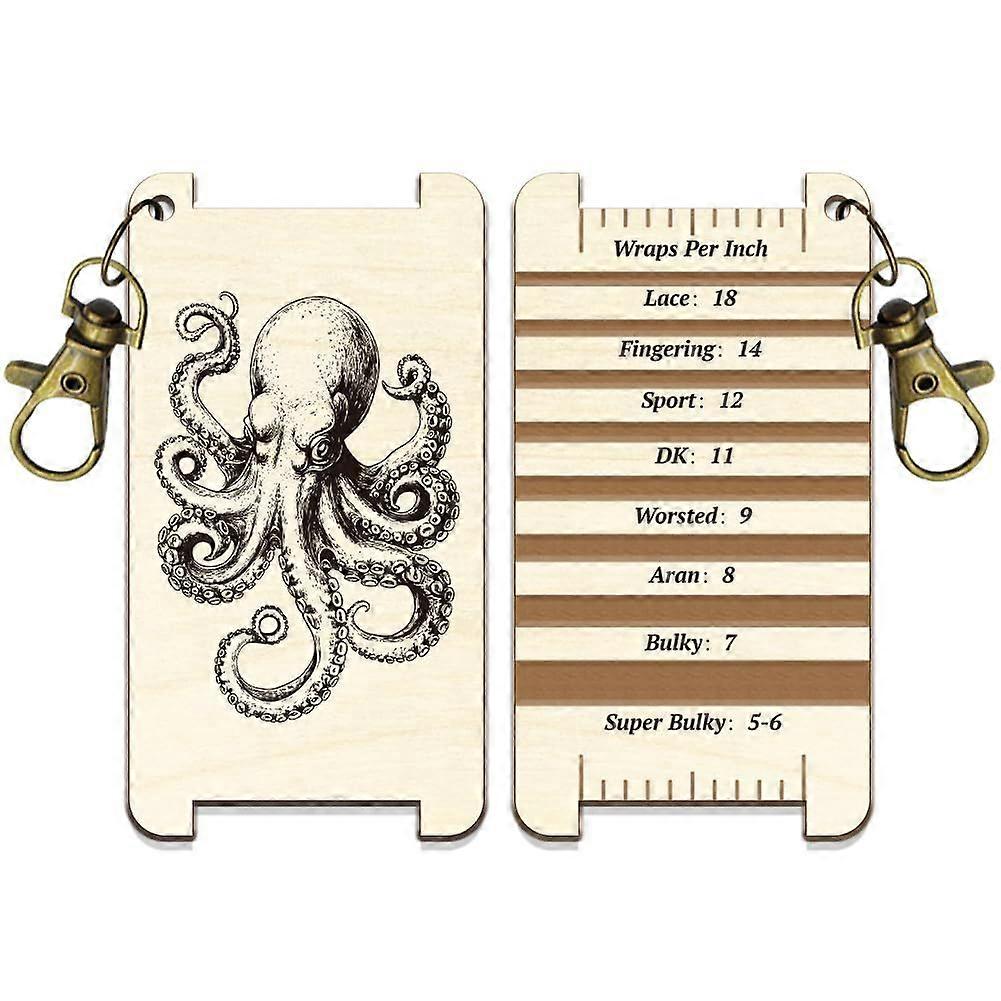 Octopus Spinning Control Tool Decorative Yarn WPI Guide Gauge with Clasp Wood Yarn Wrap Guide Board with Diz for Spinners Yarn Measuring Tools Crochet