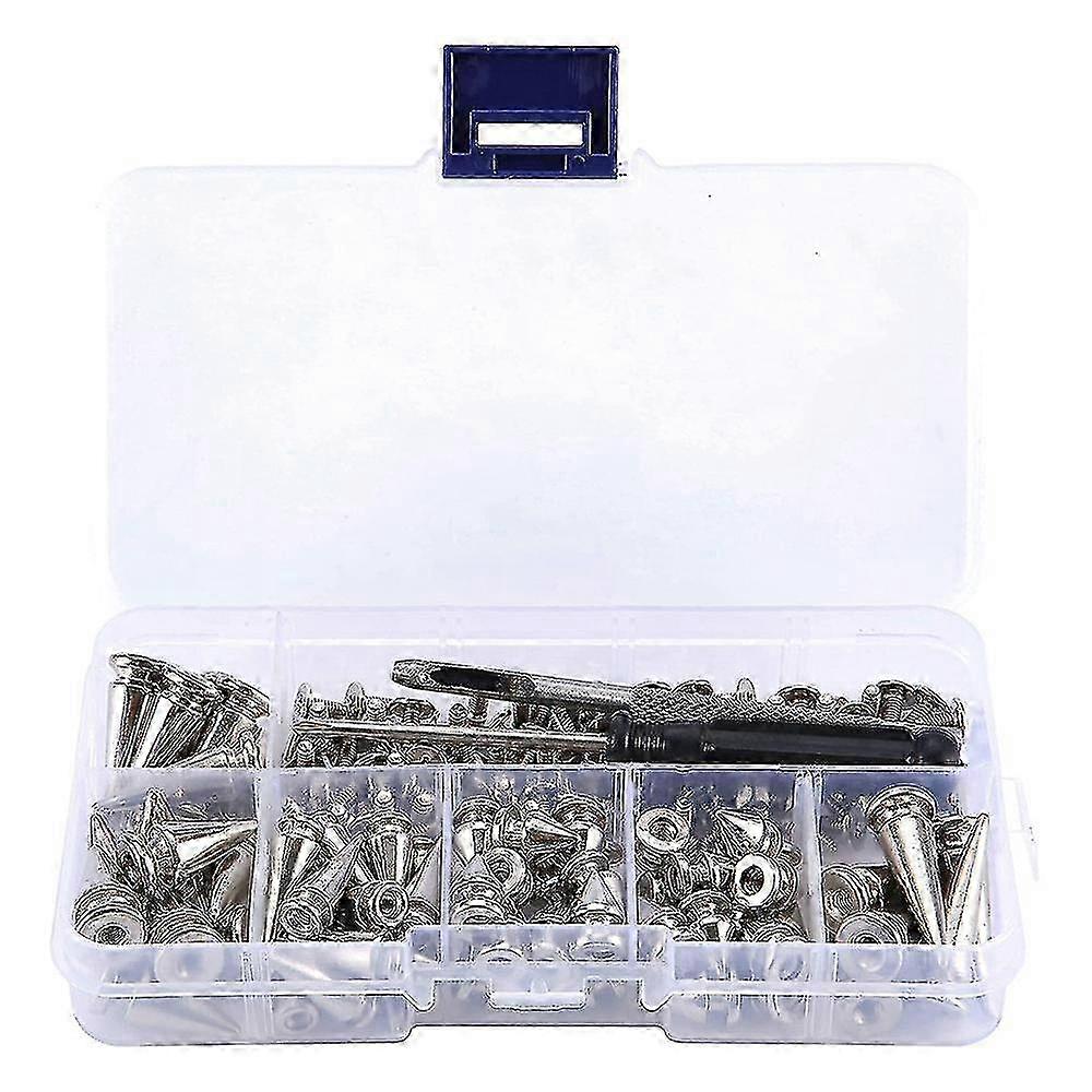 70 Sets Silver Mixed Shape Spikes And Studs Cone Croc Spikes Leather Rivet Kit