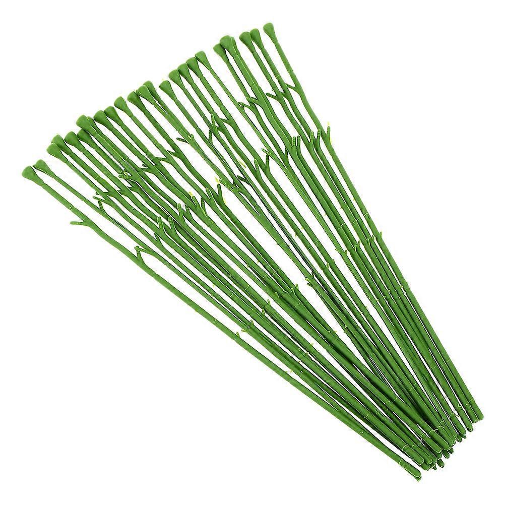 Artificial Soap Flower Stem Green Plastic Wire 30Pcs for Floral Decor