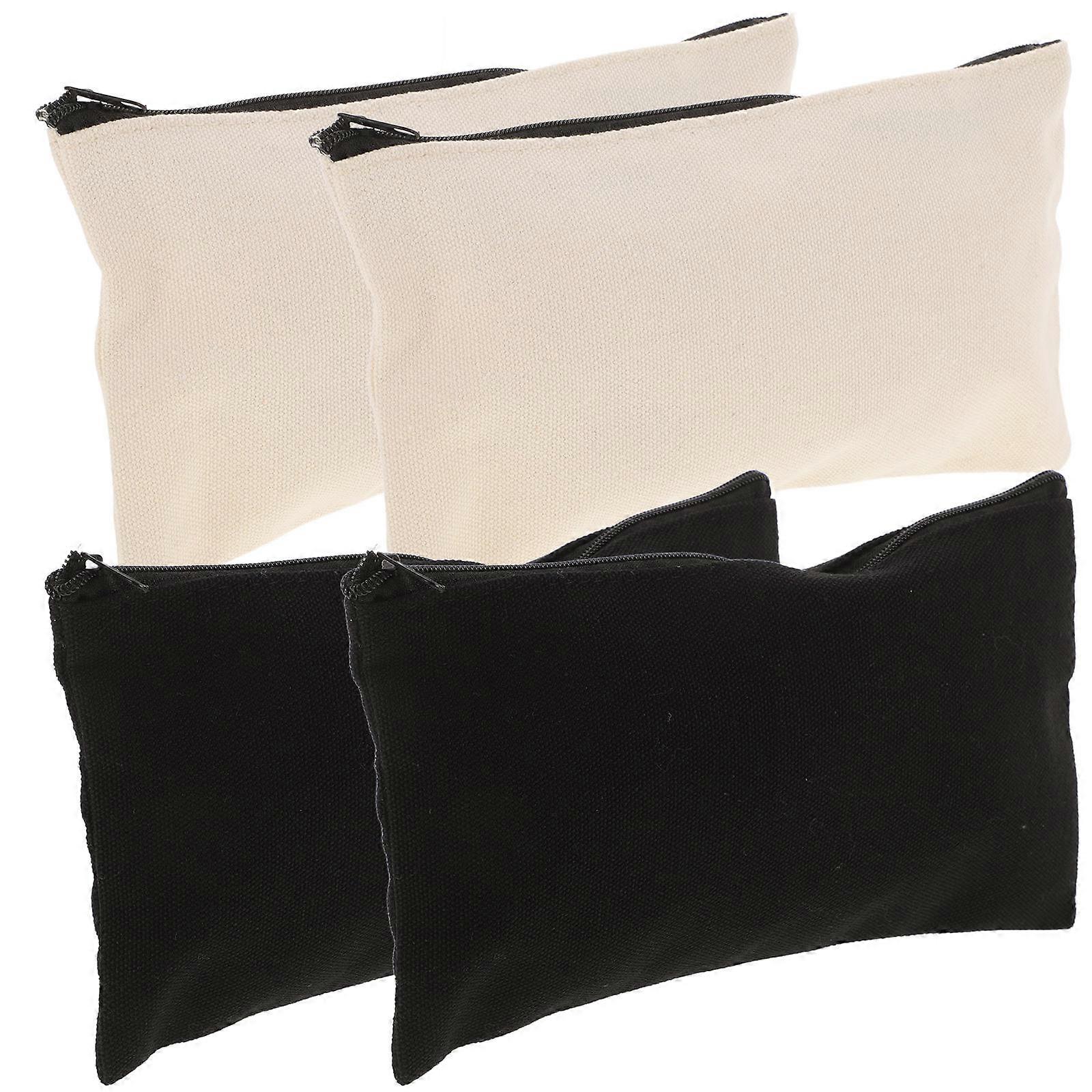 Multi-Function Storage Bag Canvas Zipper Pouch for School Supplies 4Pcs