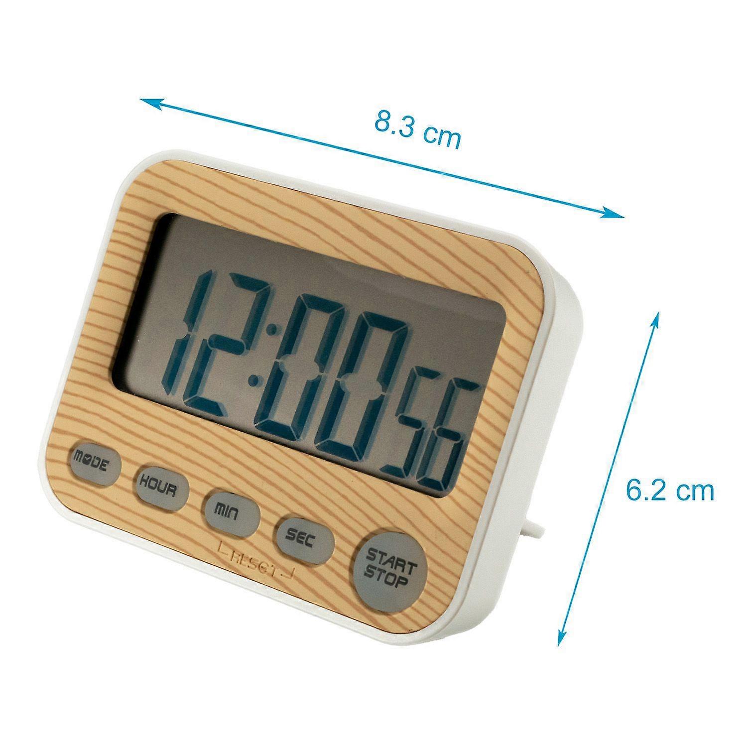 Digital timer in BRAUN – kitchen clock short-timer egg timer in wood look with LCD display