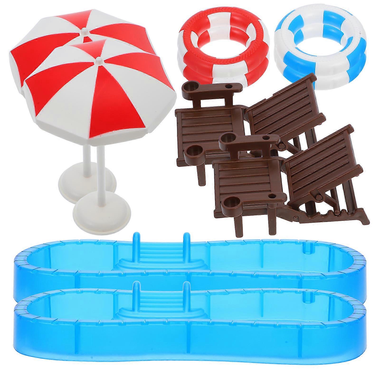 Mini Swimming Pool Model for Playing 2Sets Miniature House Decor