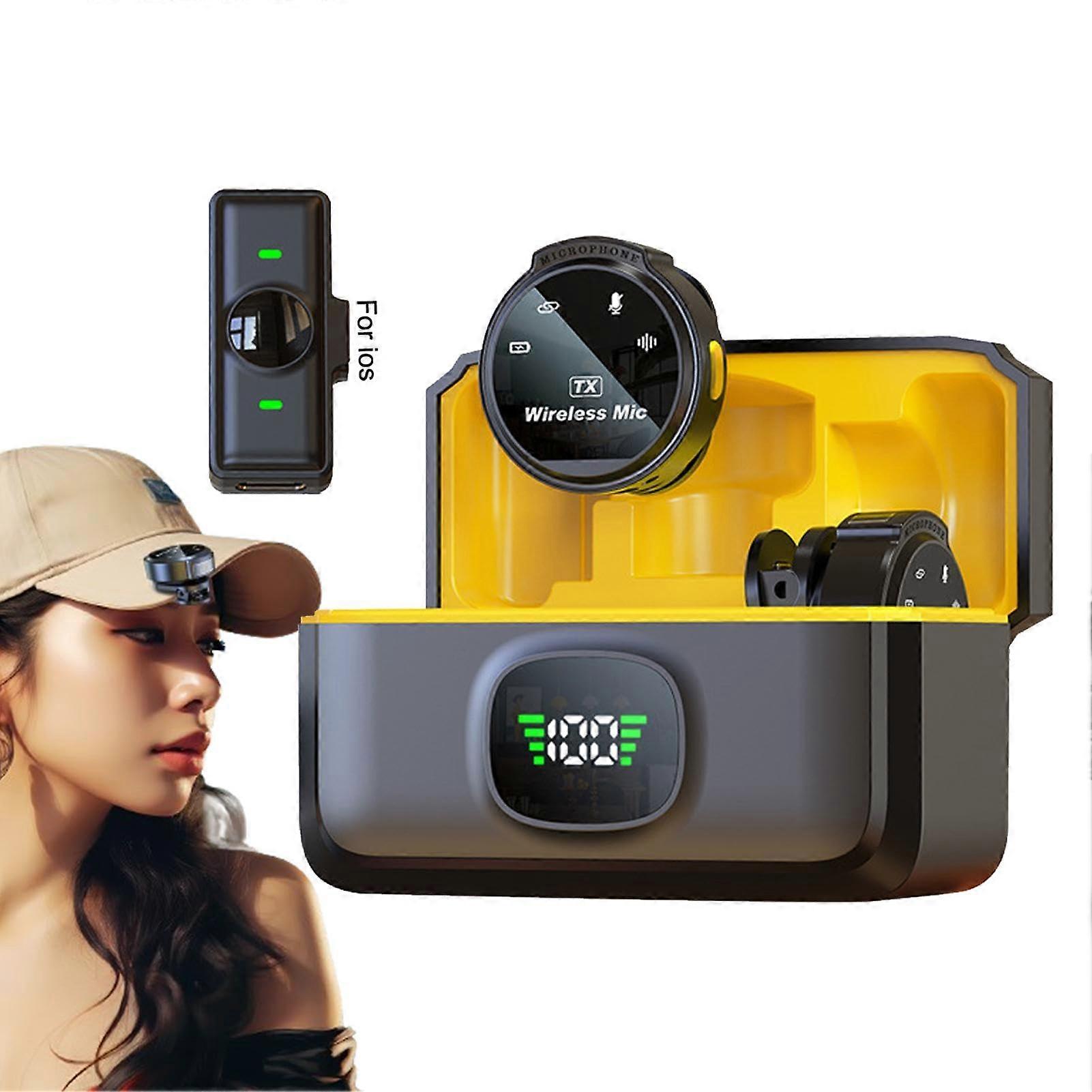 Lavalier Mic Round Magnetic Wireless Lapel Microphone, Noise Cancellation, ClipType, 8Hour Battery, for Cameras, Compatible with iOS