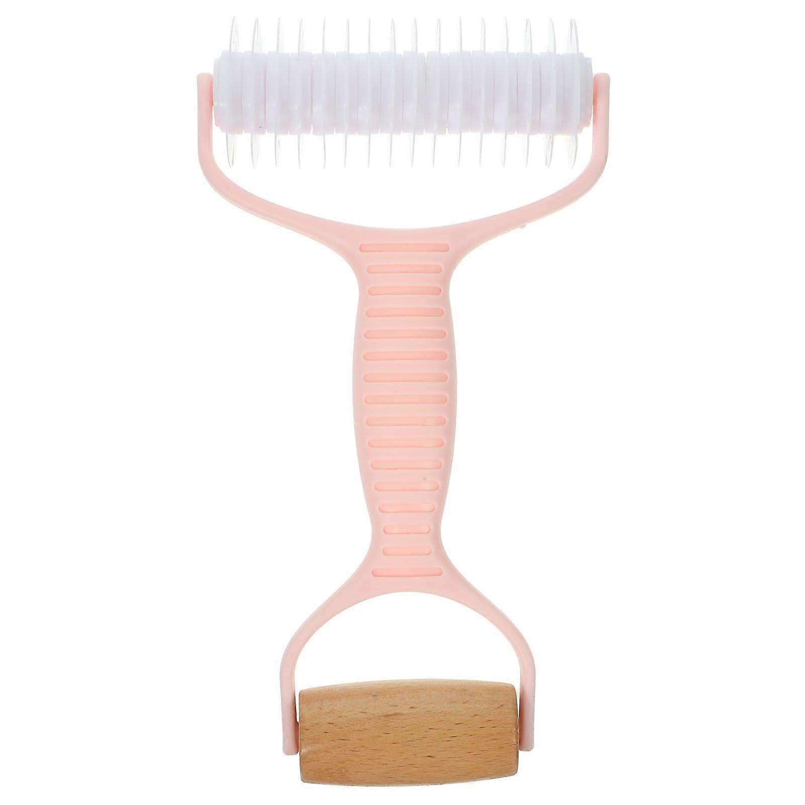 Wooden Rolling Pin with Plastic Handles, Lattice Dough Roller for Pastry, Pizza and Dumplings