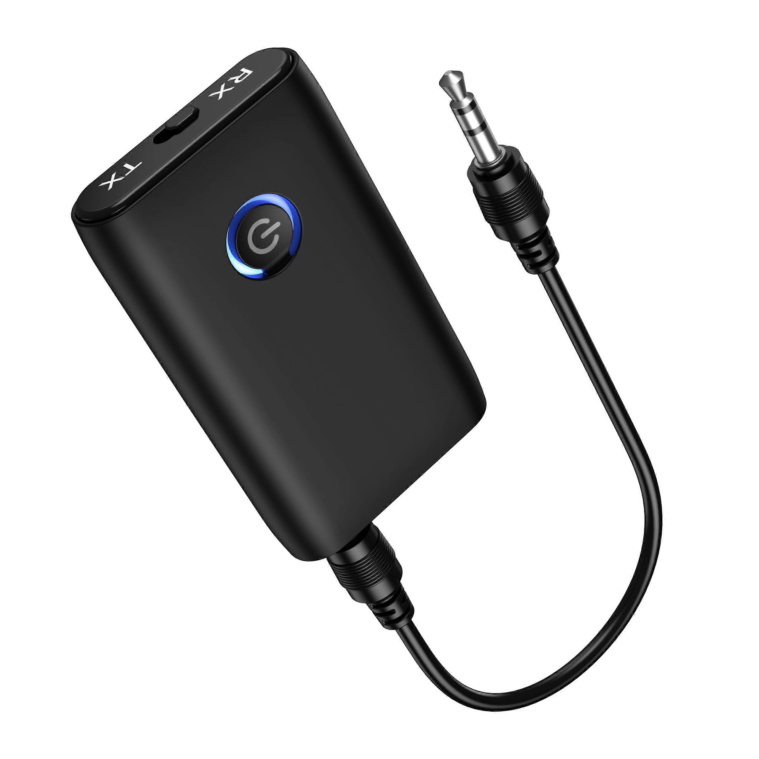 Bluetooth Aux Adapter 5.3 for Car with Noise Reduction, Dual Mode, Long Battery Life, Black