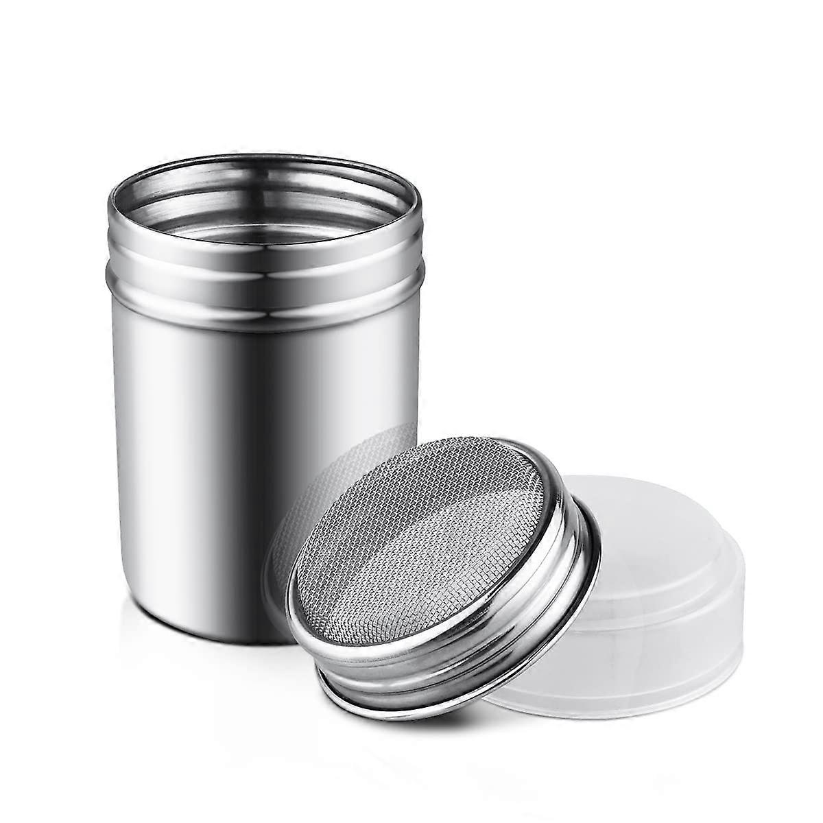 304 Stainless Steel Powder Sugar Shaker with MoistureProof Lid, Fine Mesh Cocoa Flour Duster 6oz