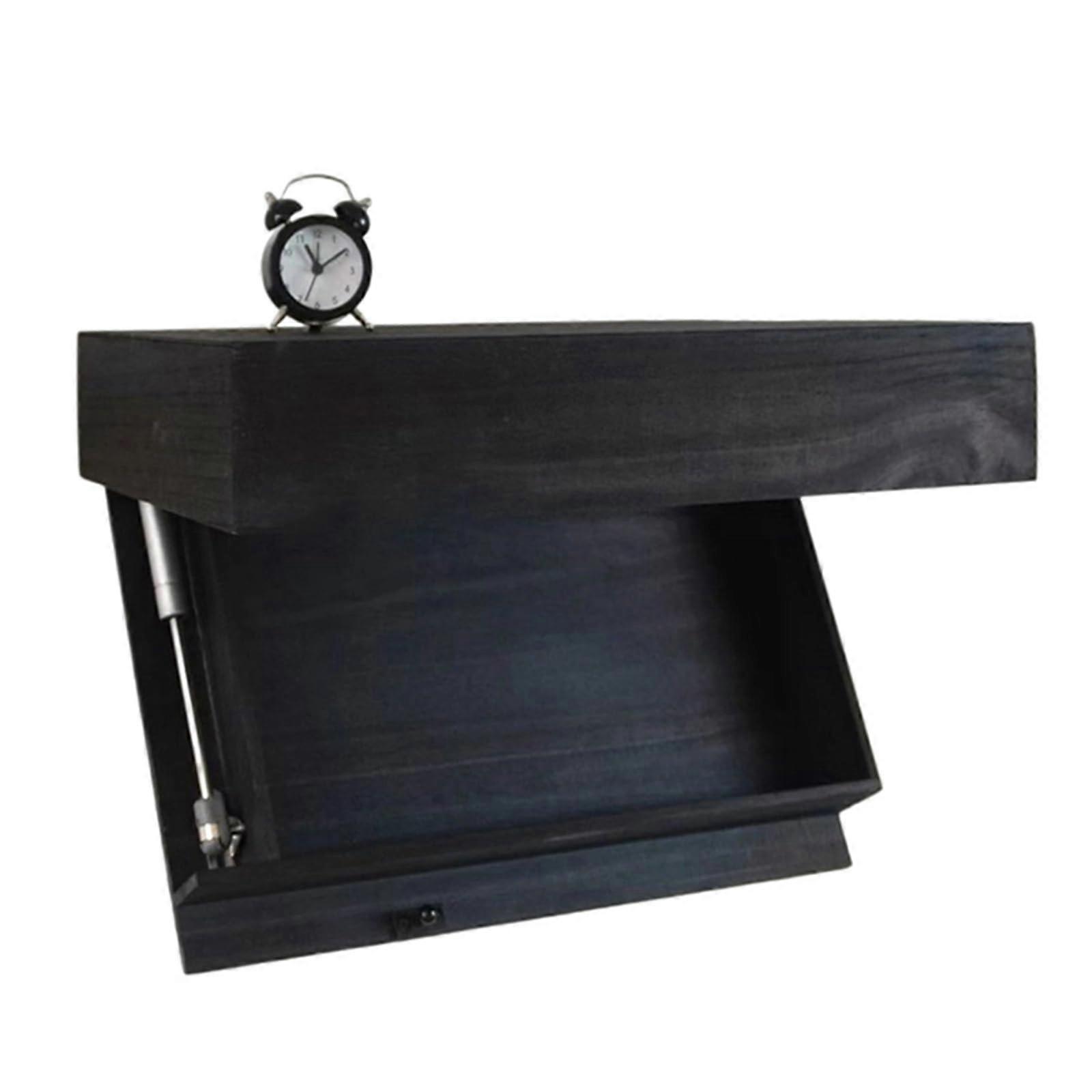 Hidden Compartment Shelf with Secret Storage, Modern Floating Wall Shelf for Living Room Office Black