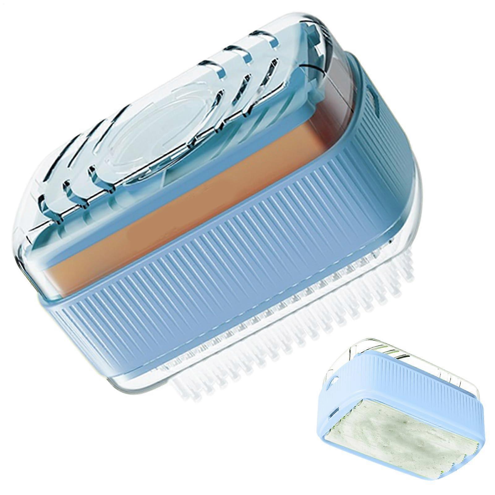 Soap Dispenser with Brush and Roller, Refillable for Kitchen Bathroom Sink Deep Cleaning