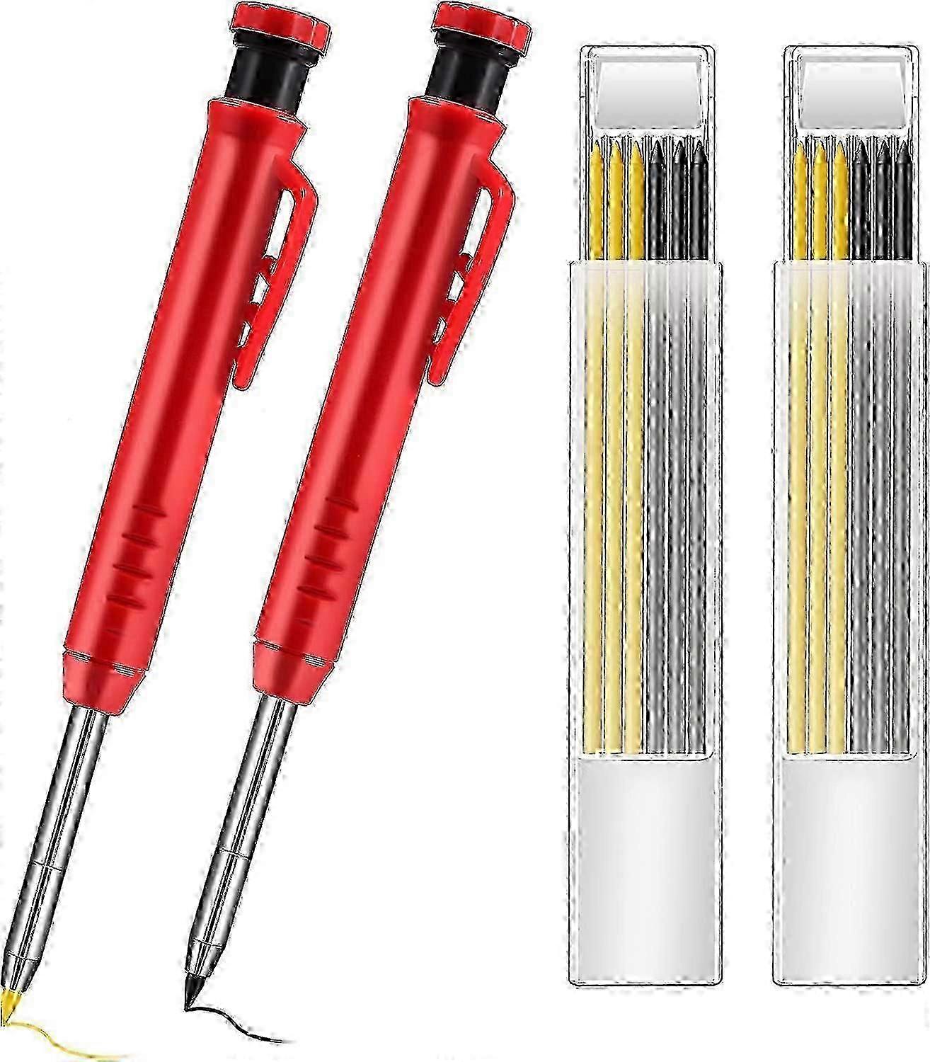 2-Pack Mechanical Carpentry Pencils with Sharpeners & 12 Leads