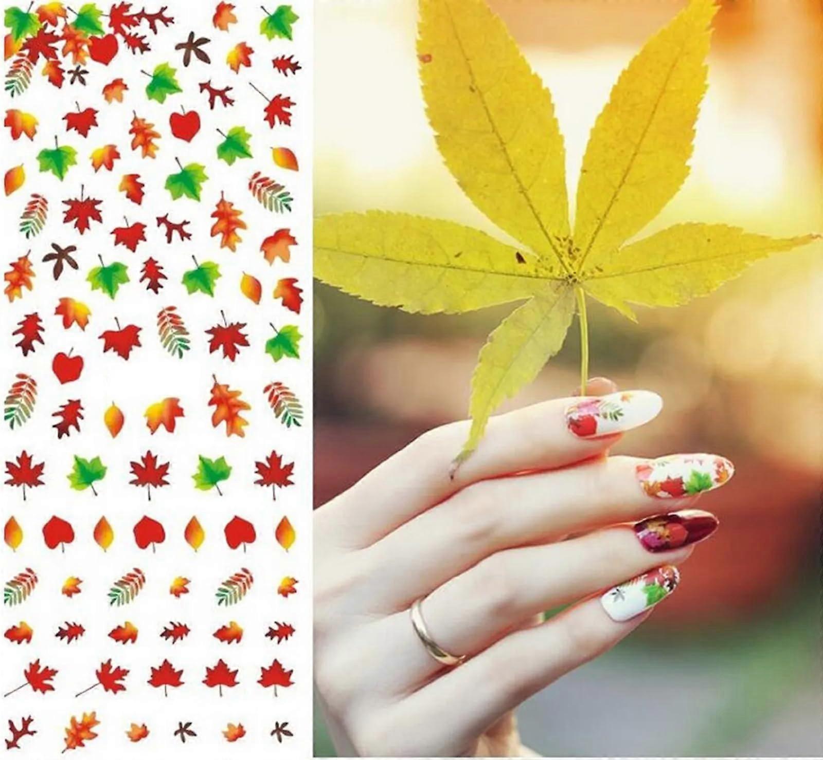 Nail Art Water Decals Autumn Maple Leaf Stickers Fall Winter Manicure Easy Application